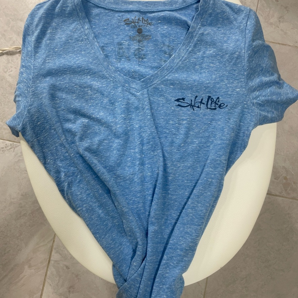 Salt Life Heather Blue V-Neck Tee